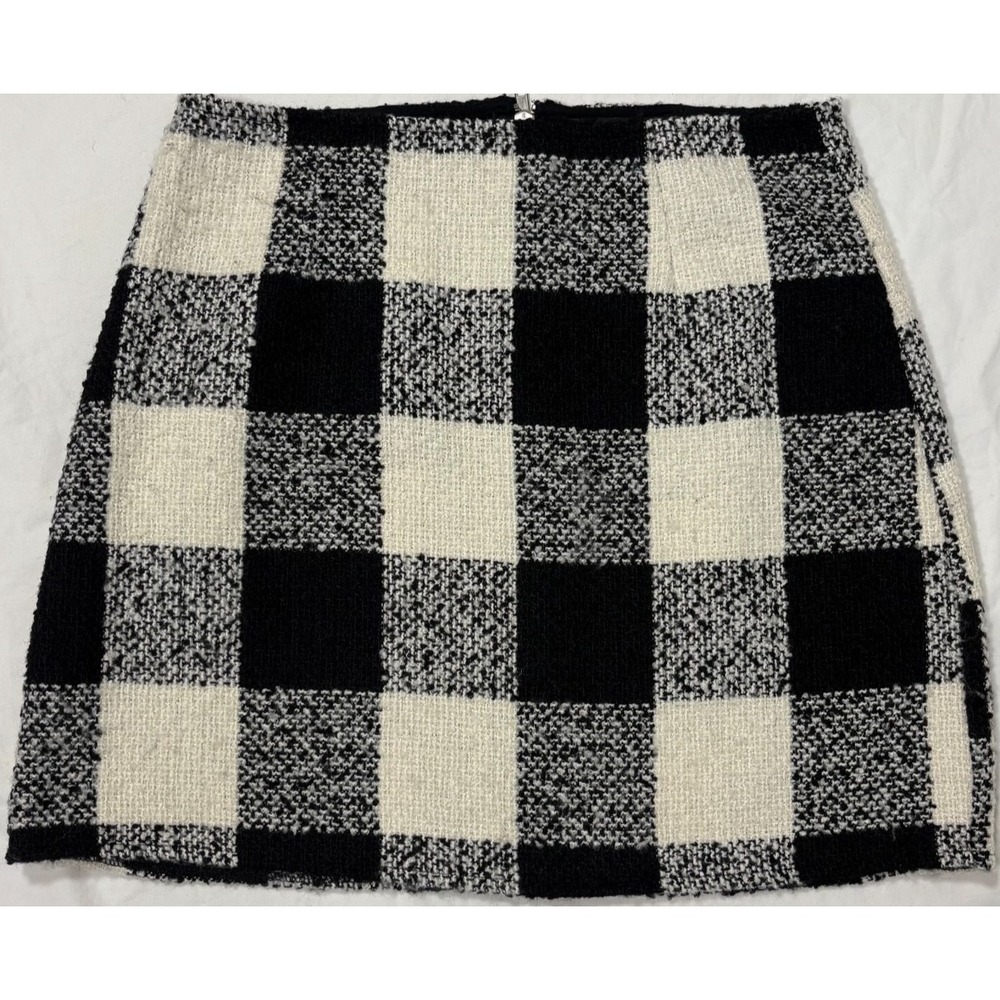 Forever 21 Womens Mini Skirt Black White Buffalo Check Classic Modern Tweed M